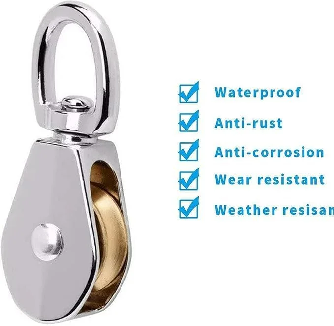 قرقره قلاب گردان مشکی با قلاب ضامن دار تک چرخ آلیاژ روی برای کاربردهای متنوع کشش و آویزان کردن سیم، 10 سانتی متر