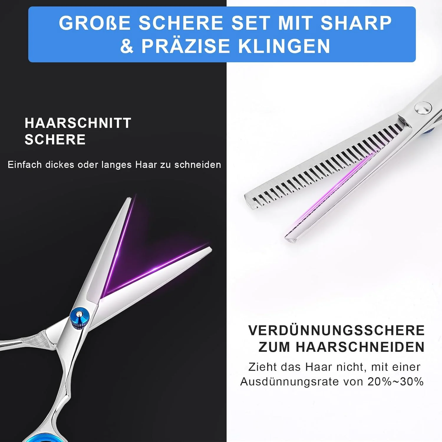 قیچی آرایشگری و قیچی اره ای، قیچی آرایشگری حرفه ای 6.5 اینچی از جنس استیل ضد زنگ با تیغه های تیز، قیچی آرایشگری ارگونومیک برای موی مردان، زنان، کودکان و حیوانات خانگی