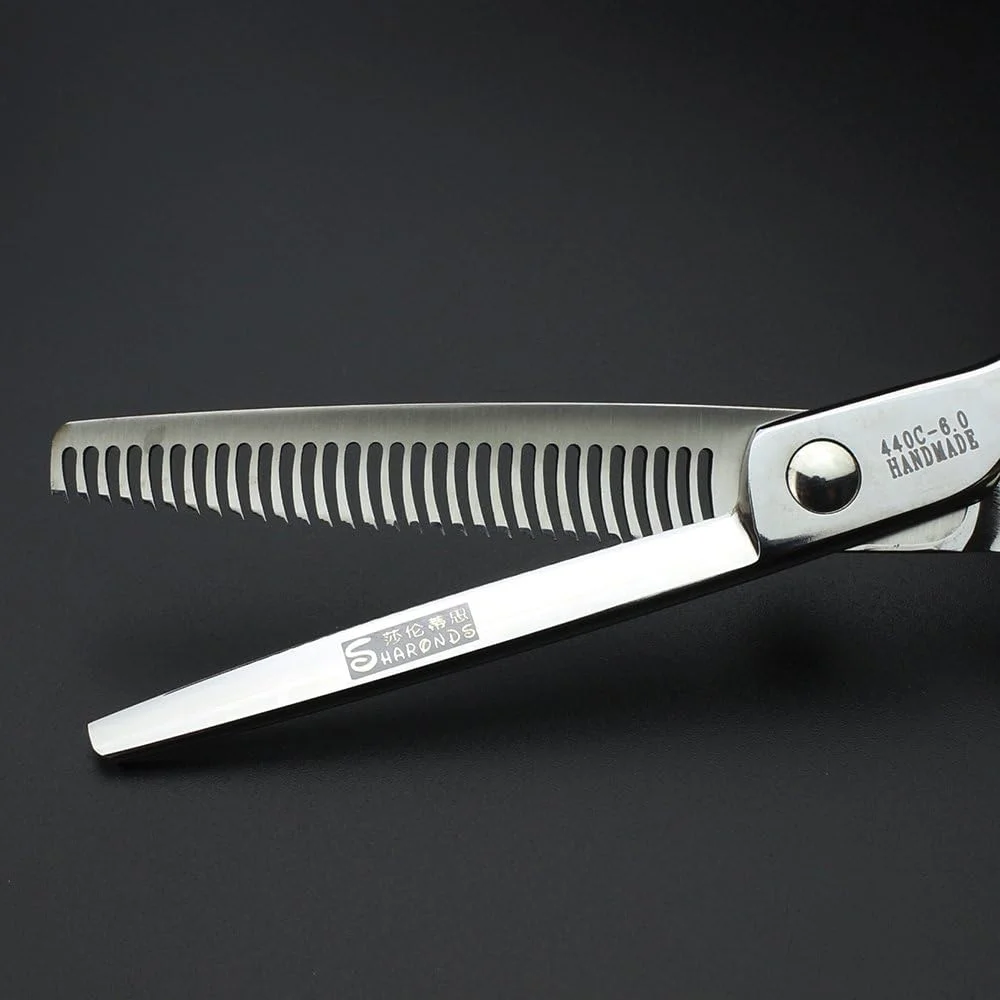 قیچی آرایشگری 6 اینچی 17.5 سانتی متری نقره ای حرفه ای، قیچی آرایشگری برای برش و خرد کردن مو، ابزار آرایش مو سالن (قیچی پیتاژ)