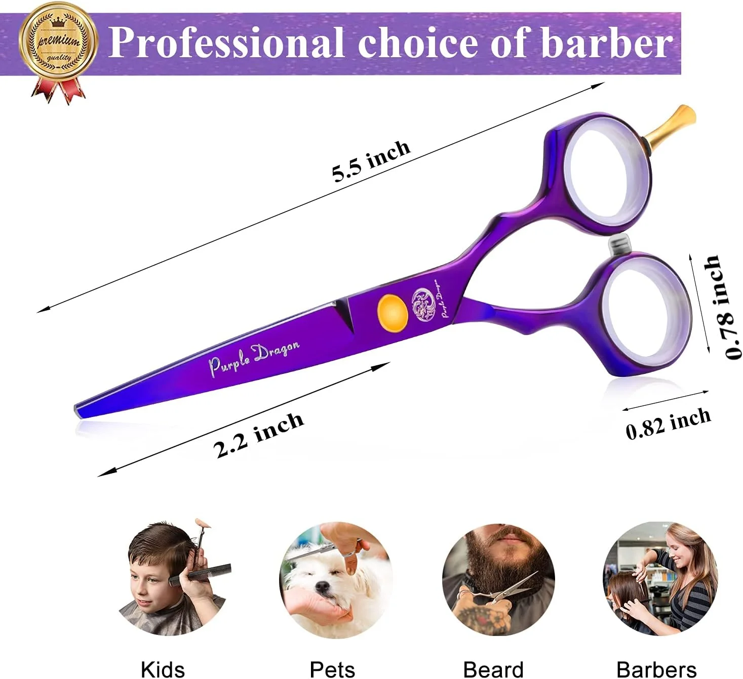 ست قیچی آرایشگری اژدهای بنفش 5.5 اینچی به همراه تیغ، کیف چرمی قیچی، قیچی آرایشگری و قیچی پیتاژ/حجم دهنده مو برای آرایشگران حرفه ای یا استفاده در منزل () ست قیچی آرایشگری اژدهای بنفش 5.5 اینچی به همراه تیغ، کیف چرمی قیچی، قیچی آرایشگری و قیچی پیتاژ/حجم دهنده مو برای آرایشگران حرفه ای یا استفاده در منزل ()