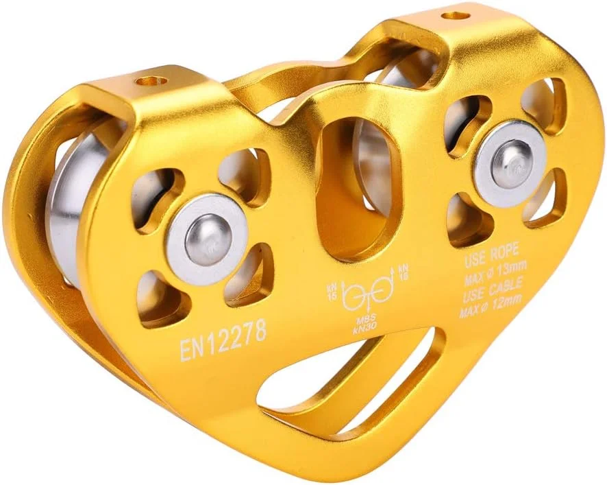 قرقره دوبل استیل ضد زنگ 30KN، ترولی کابل زیپ لاین، تجهیزات نجات صخره نوردی در فضای باز، کار در ارتفاع