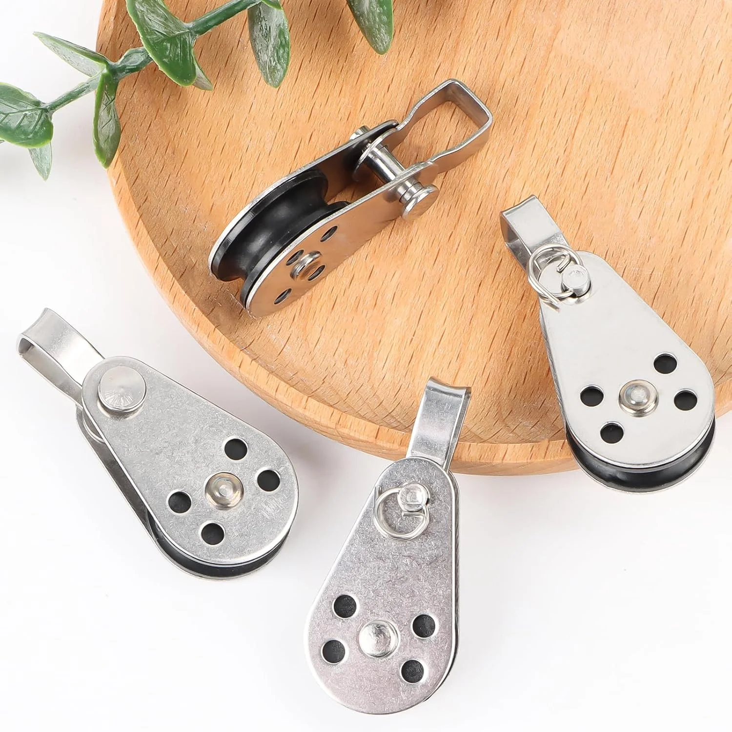 قرقره برای طناب، بسته 4 عددی قرقره کابل فولادی ساخته شده از فولاد ضد زنگ برای طناب از 2 میلی متر تا 8 میلی متر، قرقره، قرقره، وینچ کابل، چرخشی، مناسب برای قایق های بادبانی، قایق تفریحی، کشتی ها، سایبان ها، تناسب اندام