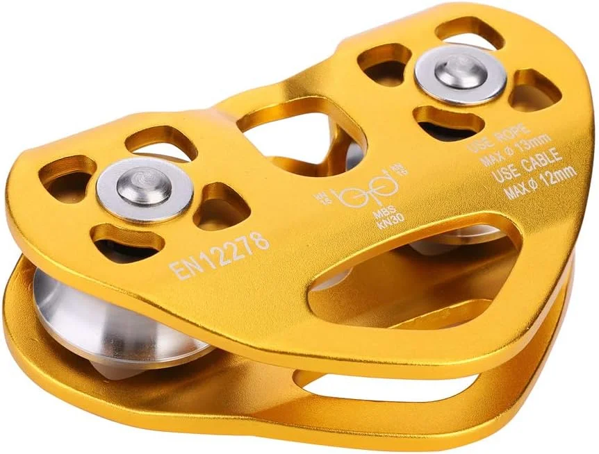 قرقره دوبل استیل ضد زنگ 30KN، ترولی کابل زیپ لاین، تجهیزات نجات صخره نوردی در فضای باز، کار در ارتفاع