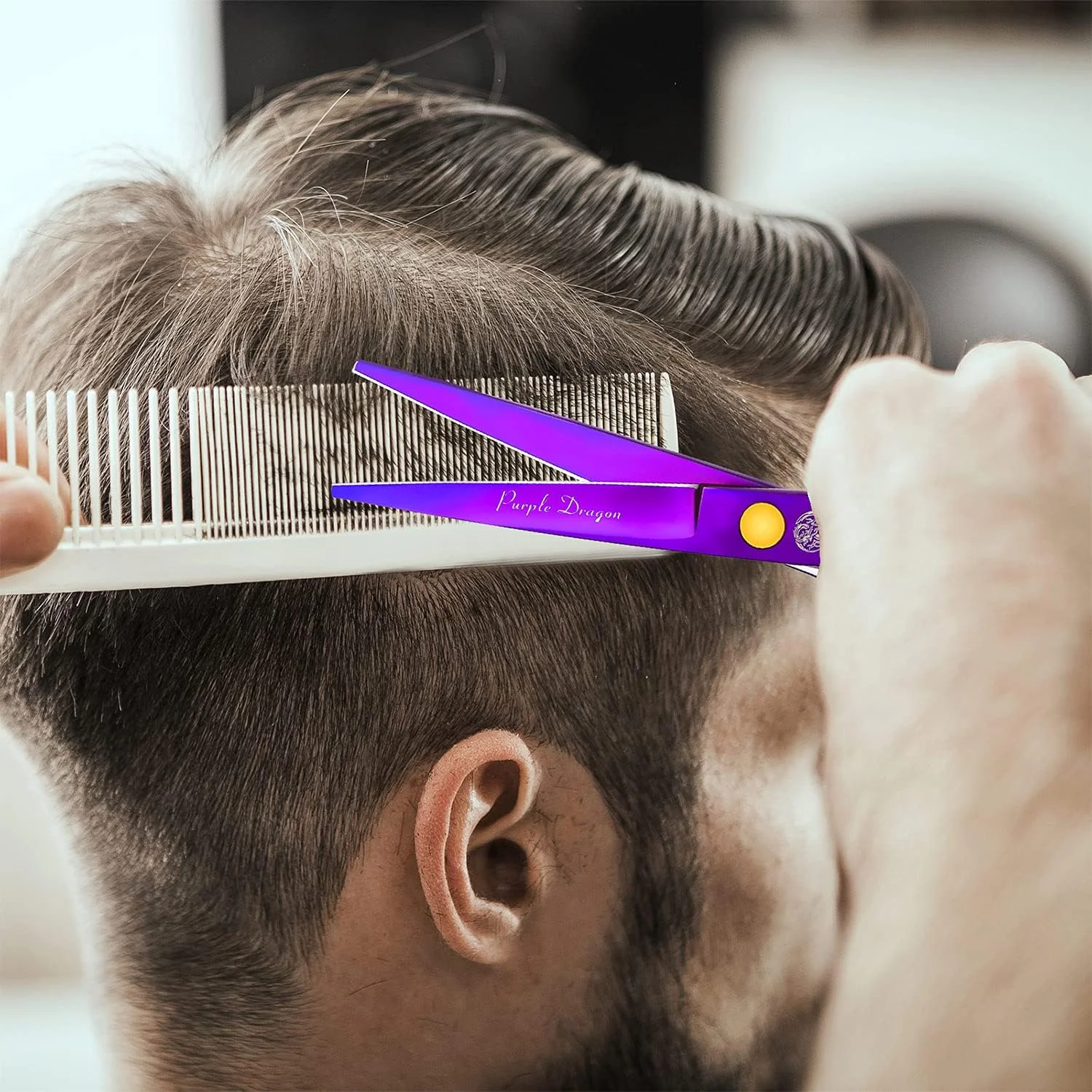 ست قیچی آرایشگری اژدهای بنفش 5.5 اینچی به همراه تیغ، کیف چرمی قیچی، قیچی آرایشگری و قیچی پیتاژ/حجم دهنده مو برای آرایشگران حرفه ای یا استفاده در منزل () ست قیچی آرایشگری اژدهای بنفش 5.5 اینچی به همراه تیغ، کیف چرمی قیچی، قیچی آرایشگری و قیچی پیتاژ/حجم دهنده مو برای آرایشگران حرفه ای یا استفاده در منزل ()