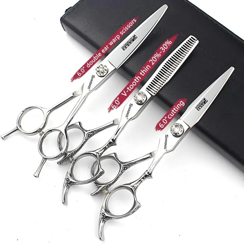 قیچی آرایشگری حرفه ای 6/7 اینچی، قیچی اصلاح مو، قیچی پیتاژ، قیچی مدلینگ، ست آرایشگری و پیرایش مو (3 تکه - C) قیچی آرایشگری حرفه ای 6/7 اینچی، قیچی اصلاح مو، قیچی پیتاژ، قیچی مدلینگ، ست آرایشگری و پیرایش مو (3 تکه - C)