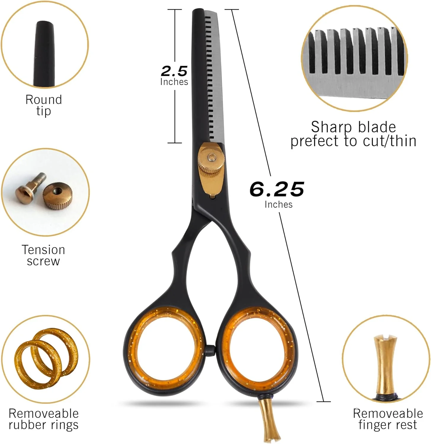 قیچی آرایشگری حرفه ای، قیچی اصلاح مو، قیچی پیتاژ مو با پیچ قابل تنظیم، قیچی آرایشگری تیز (پیتاژ مشکی 5.5 اینچ) قیچی آرایشگری حرفه ای، قیچی اصلاح مو، قیچی پیتاژ مو با پیچ قابل تنظیم، قیچی آرایشگری تیز (پیتاژ مشکی 5.5 اینچ)