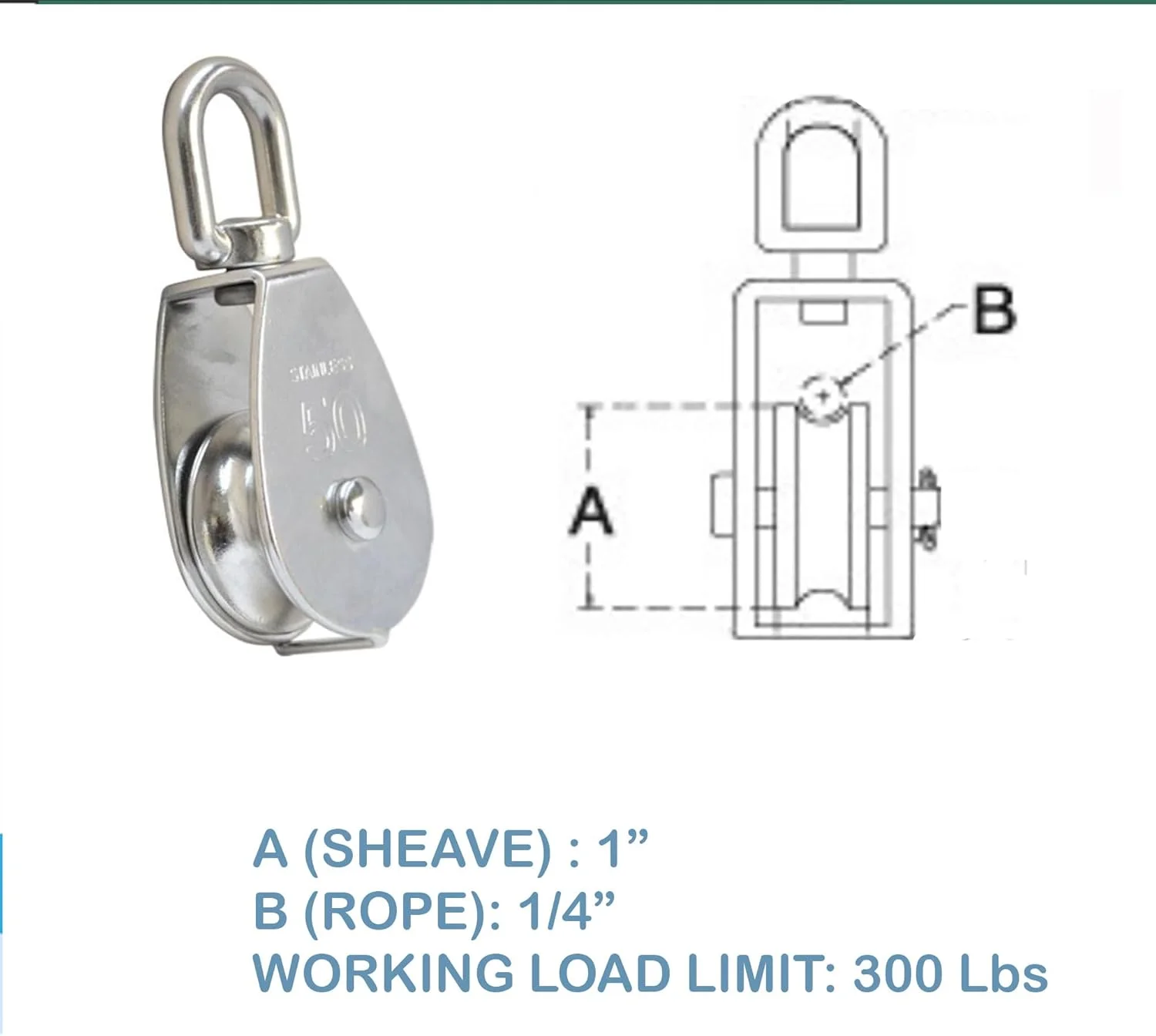 5 عدد قرقره تکی استیل ضد زنگ 25 میلی متری با چشم گردان برای تجهیزات دریایی
