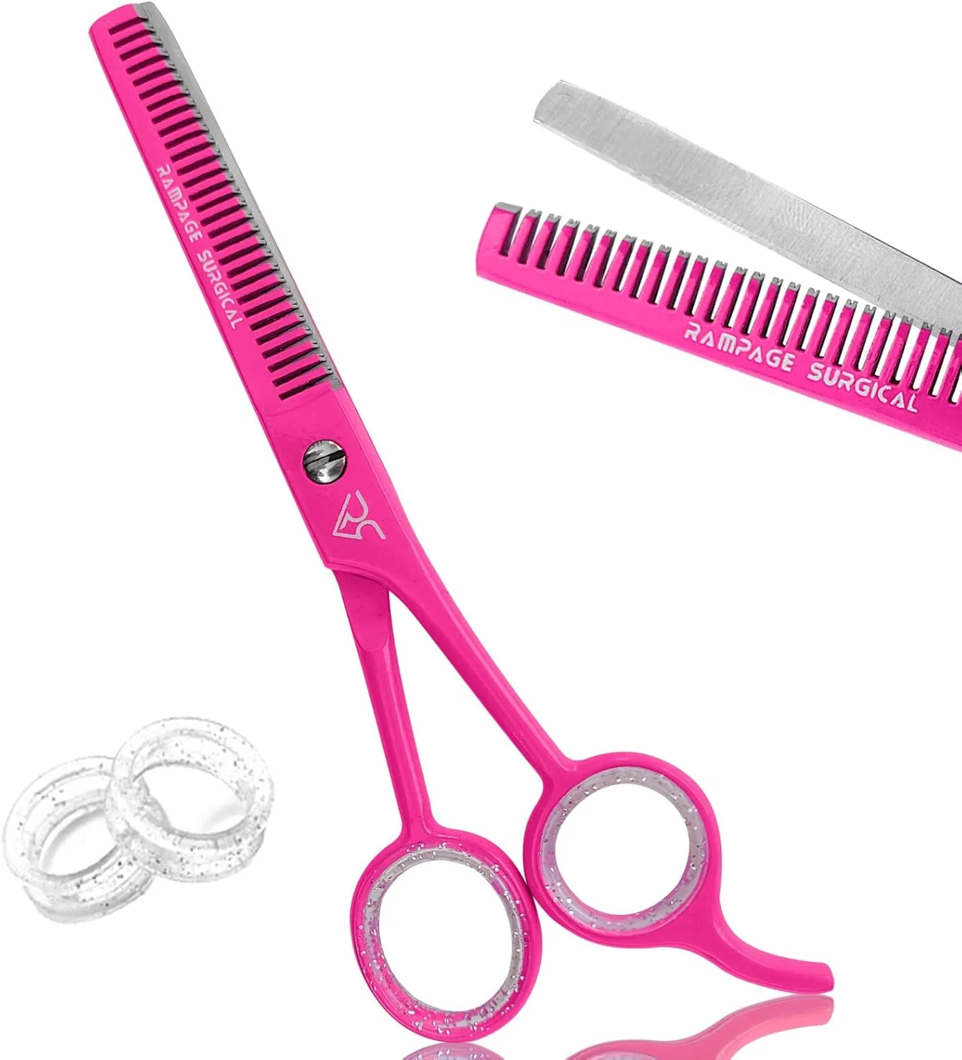 قیچی پیتاژ حرفه ای آرایشگری 6.5 اینچ - قیچی پیتاژ مو صورتی، قیچی پیتاژ آرایشگری استیل ضد زنگ ژاپنی برای آقایان و بانوان (قیچی پیتاژ، ژاپنی، B-5)