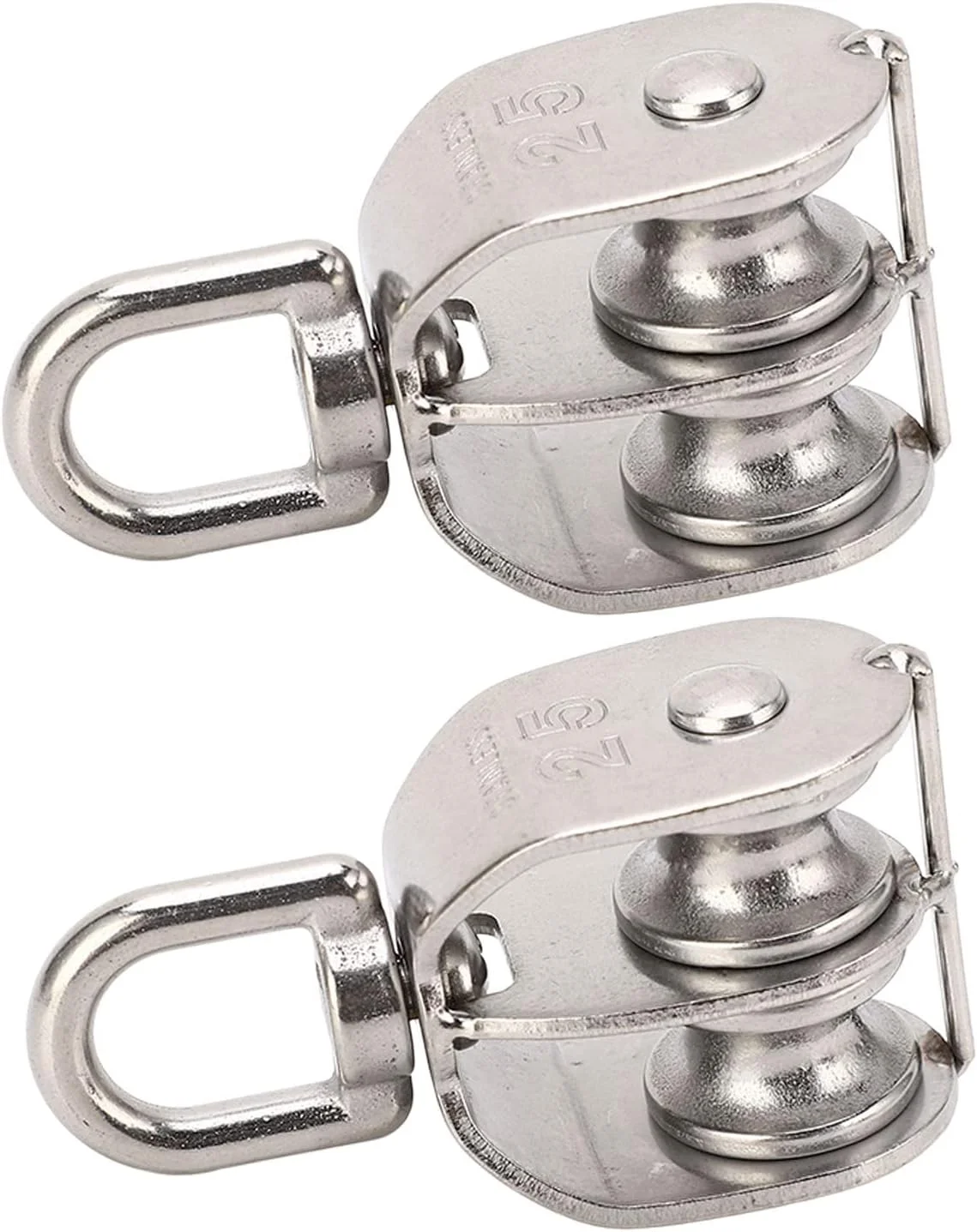 قرقره دوبل استیل ضد زنگ M25 با ظرفیت تحمل 150 کیلوگرم، چرخش 360 درجه، مناسب برای کمپینگ، پیاده روی و تناسب اندام