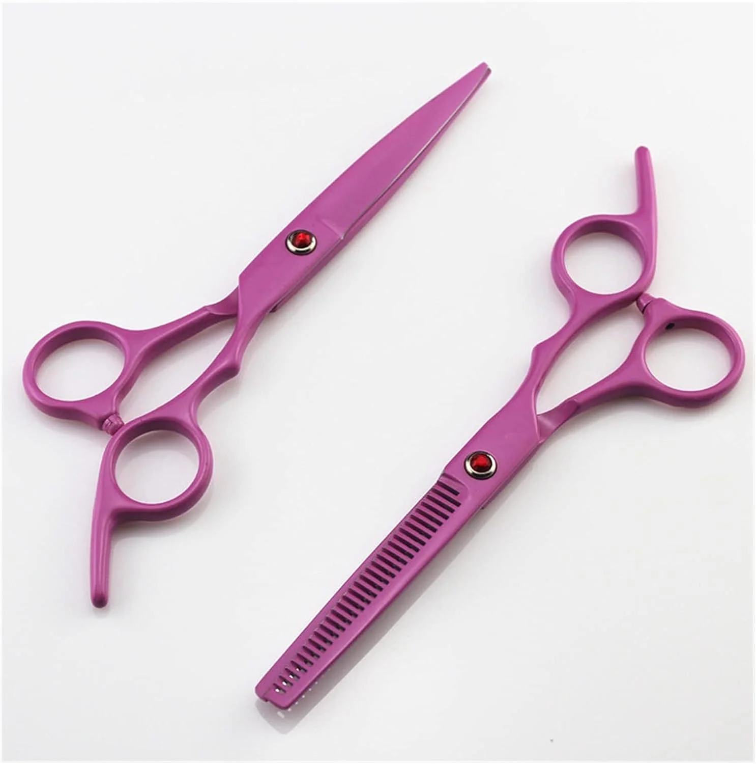 قیچی آرایشگری حرفه ای صورتی رنگ، قیچی پیرایش مو، قیچی اصلاح مو (قیچی اره ای)