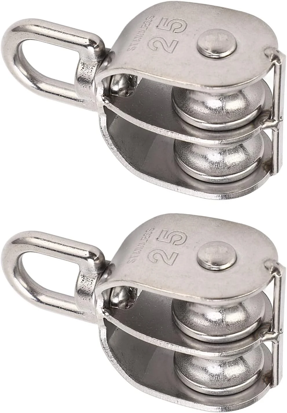 قرقره دوبل استیل ضد زنگ M25 با ظرفیت تحمل 150 کیلوگرم، چرخش 360 درجه، مناسب برای کمپینگ، پیاده روی و تناسب اندام