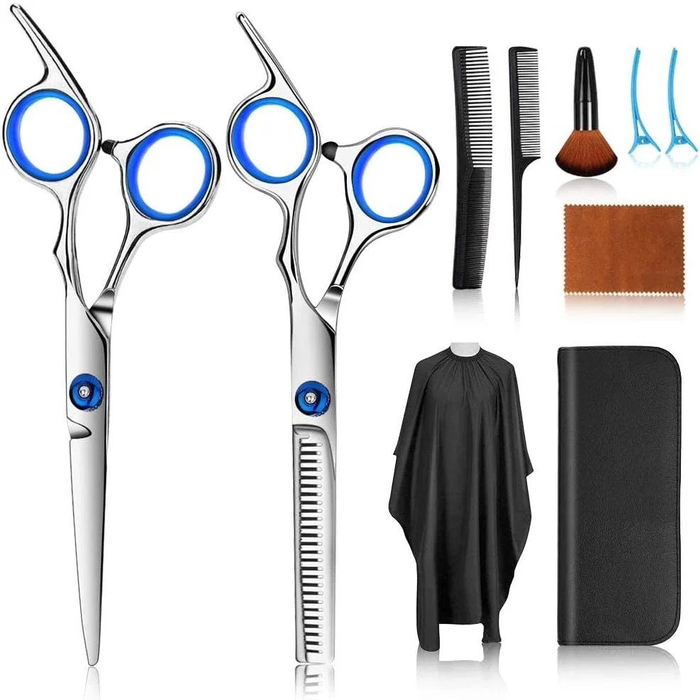 ست قیچی آرایشگری مو ORiTi، ست 10 عددی قیچی پیرایشگری استیل ضد زنگ، قیچی های حرفه ای برای نازک کردن مو ست قیچی آرایشگری مو ORiTi، ست 10 عددی قیچی پیرایشگری استیل ضد زنگ، قیچی های حرفه ای برای نازک کردن مو