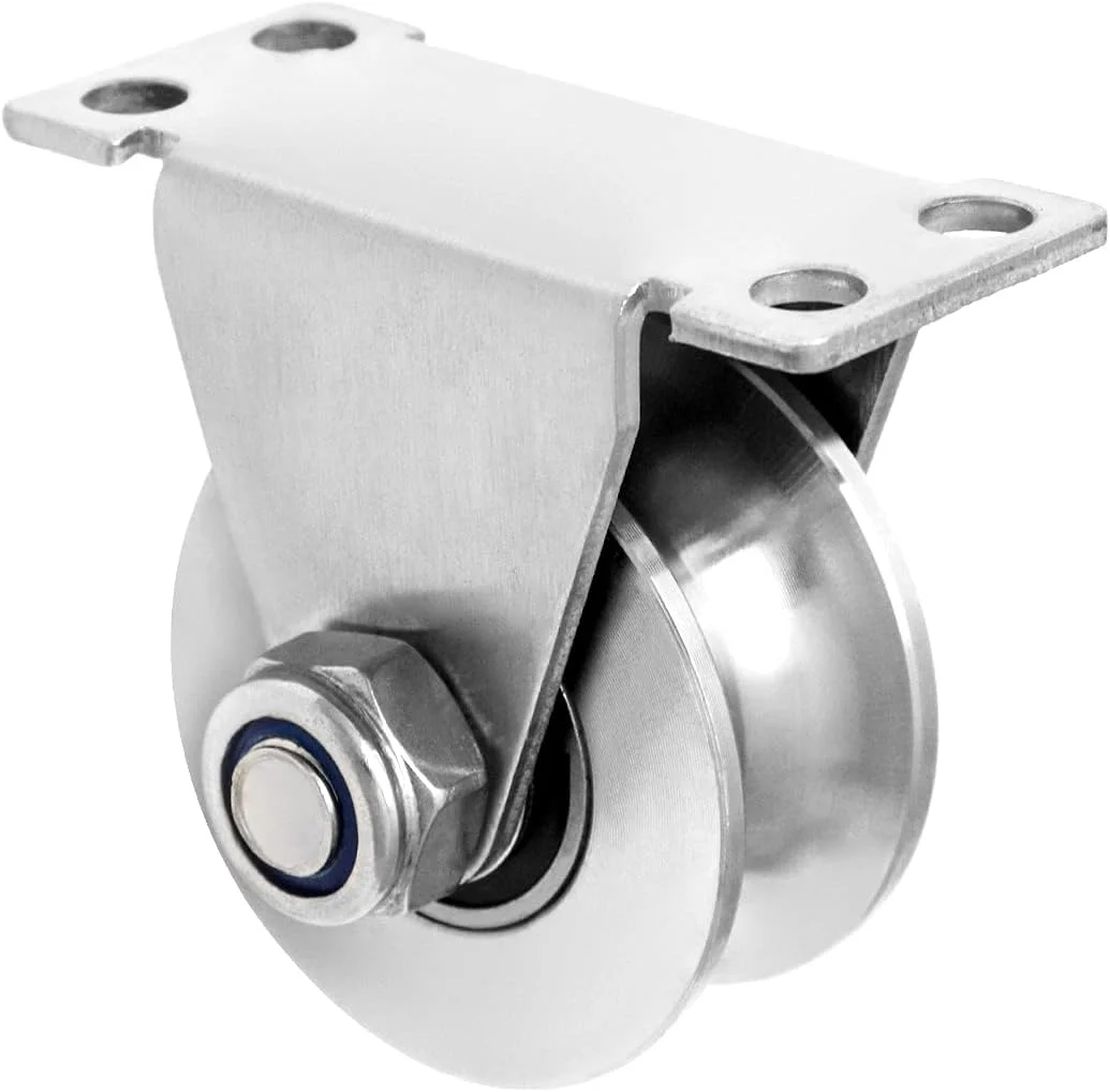 بسته 2 عددی قرقره U شکل استیل ضد زنگ، چرخ غلتکی کشویی با بلبرینگ بی صدا، قرقره طناب بالابر چرخشی برای سیم بکسل، تحمل بار: 400 کیلوگرم