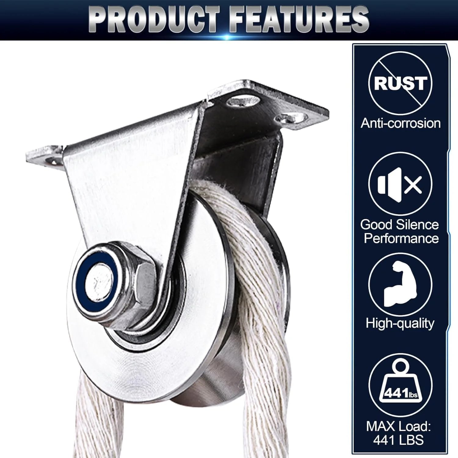 چرخ قرقره سیم کش باشگاه X spring، 2 عدد قرقره کابل شیار V فولاد ضد زنگ با بلبرینگ دوبلکس، چرخ های طناب فوق العاده بی صدا و سنگین برای تجهیزات بدنسازی خانگی و سیستم های تمرین تناسب اندام