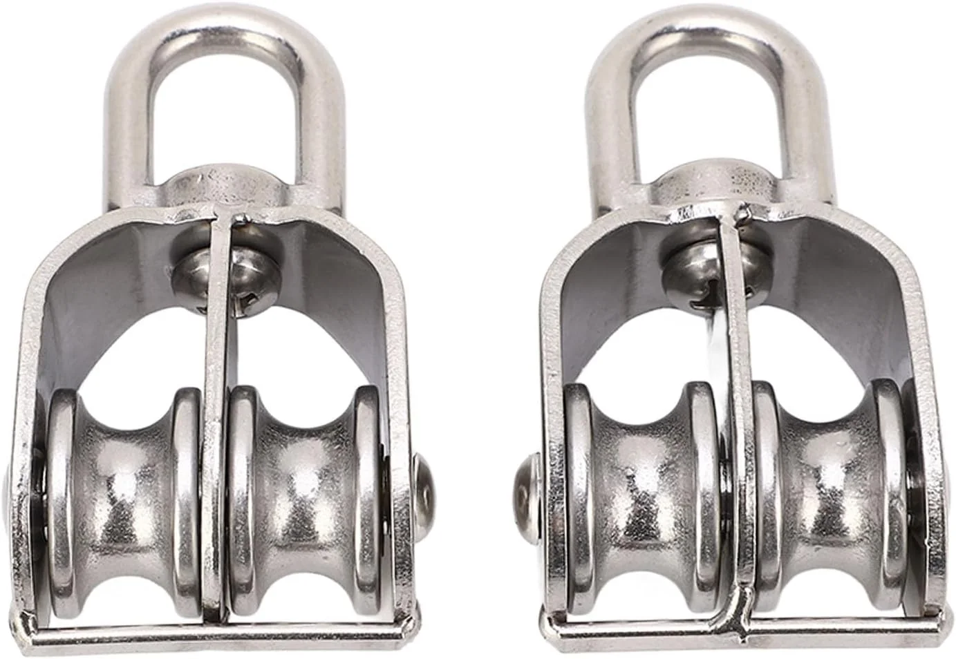 قرقره دوبل استیل ضد زنگ M25 با ظرفیت تحمل 150 کیلوگرم، چرخش 360 درجه، مناسب برای کمپینگ، پیاده روی و تناسب اندام