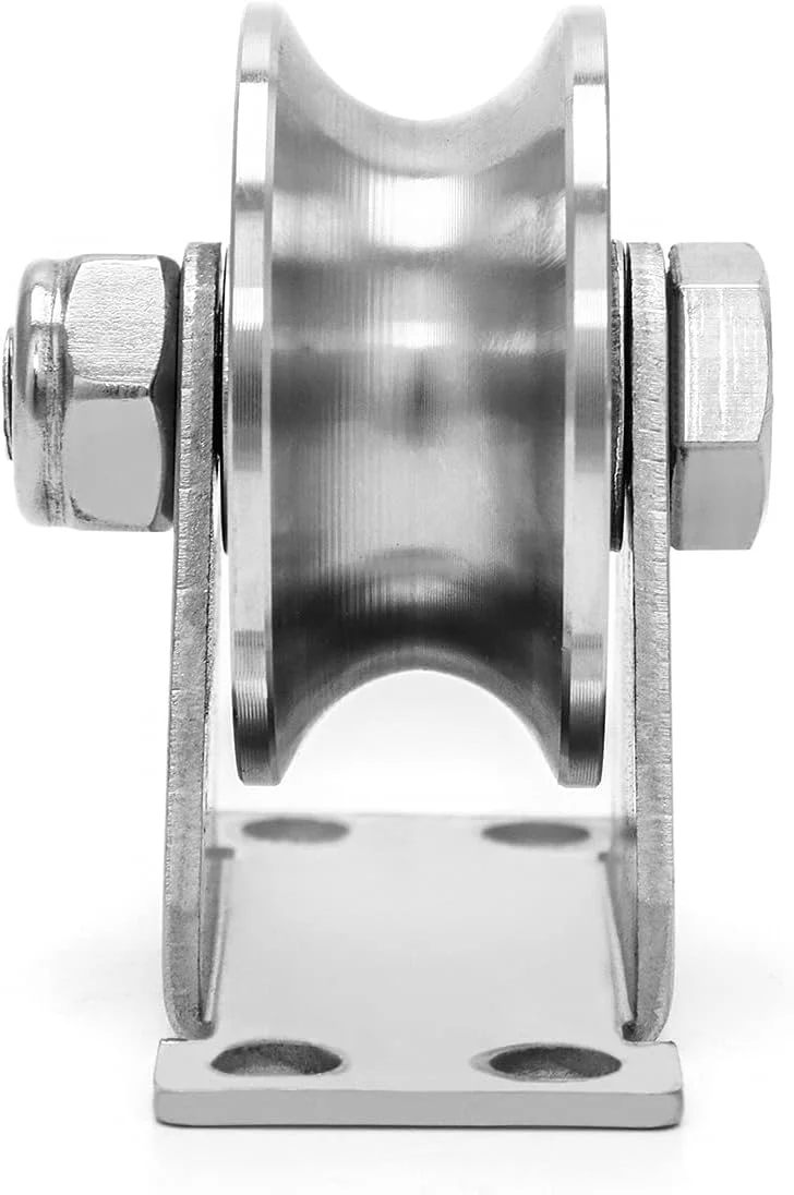 بسته 2 عددی قرقره U شکل استیل ضد زنگ، چرخ غلتکی کشویی با بلبرینگ بی صدا، قرقره طناب بالابر چرخشی برای سیم بکسل، تحمل بار: 400 کیلوگرم