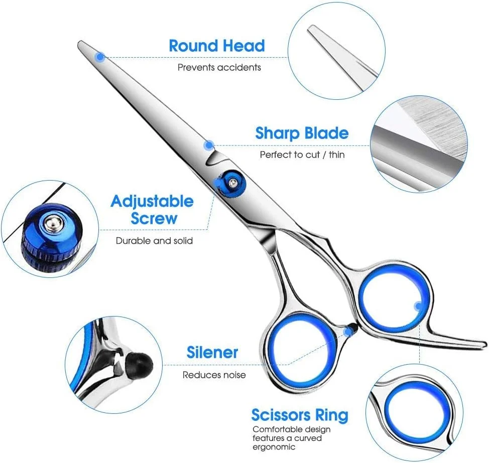 ست قیچی آرایشگری مو ORiTi، ست 10 عددی قیچی پیرایشگری استیل ضد زنگ، قیچی های حرفه ای برای نازک کردن مو