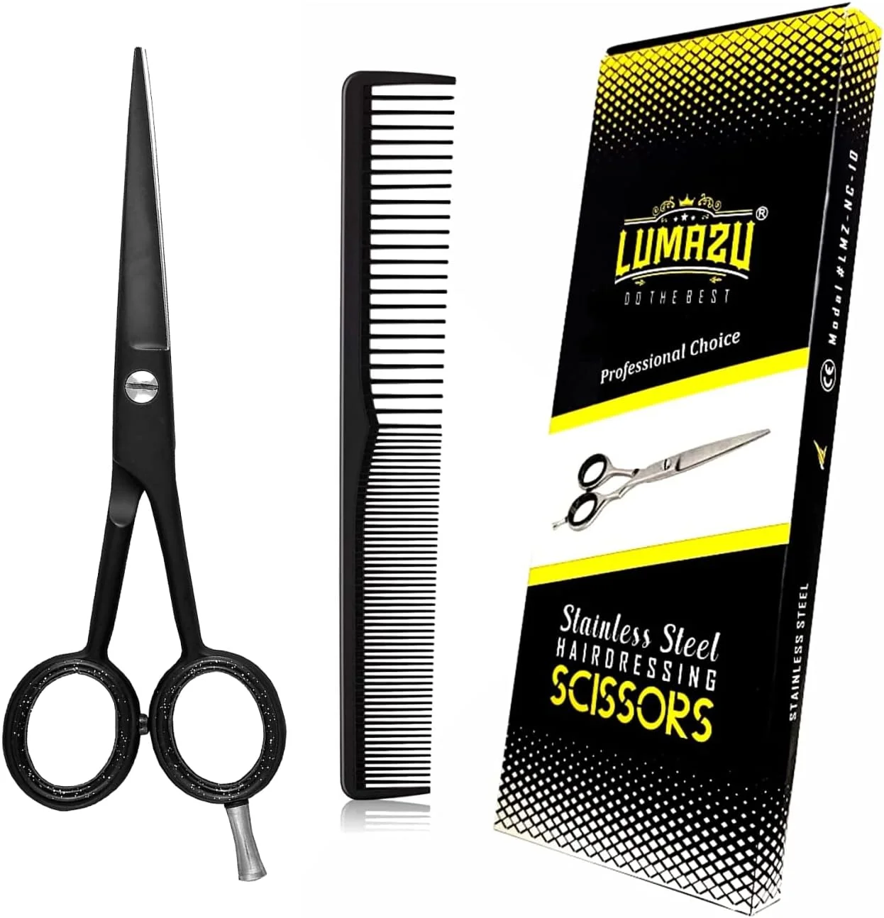 قیچی آرایشگری LUMAZU برای آرایشگران حرفه ای، قیچی های پیرایش مو از جنس استیل ضد زنگ، قیچی های اصلاح مو برای آرایشگاه ها (مشکی (6 اینچ)) قیچی آرایشگری LUMAZU برای آرایشگران حرفه ای، قیچی های پیرایش مو از جنس استیل ضد زنگ، قیچی های اصلاح مو برای آرایشگاه ها (مشکی (6 اینچ))