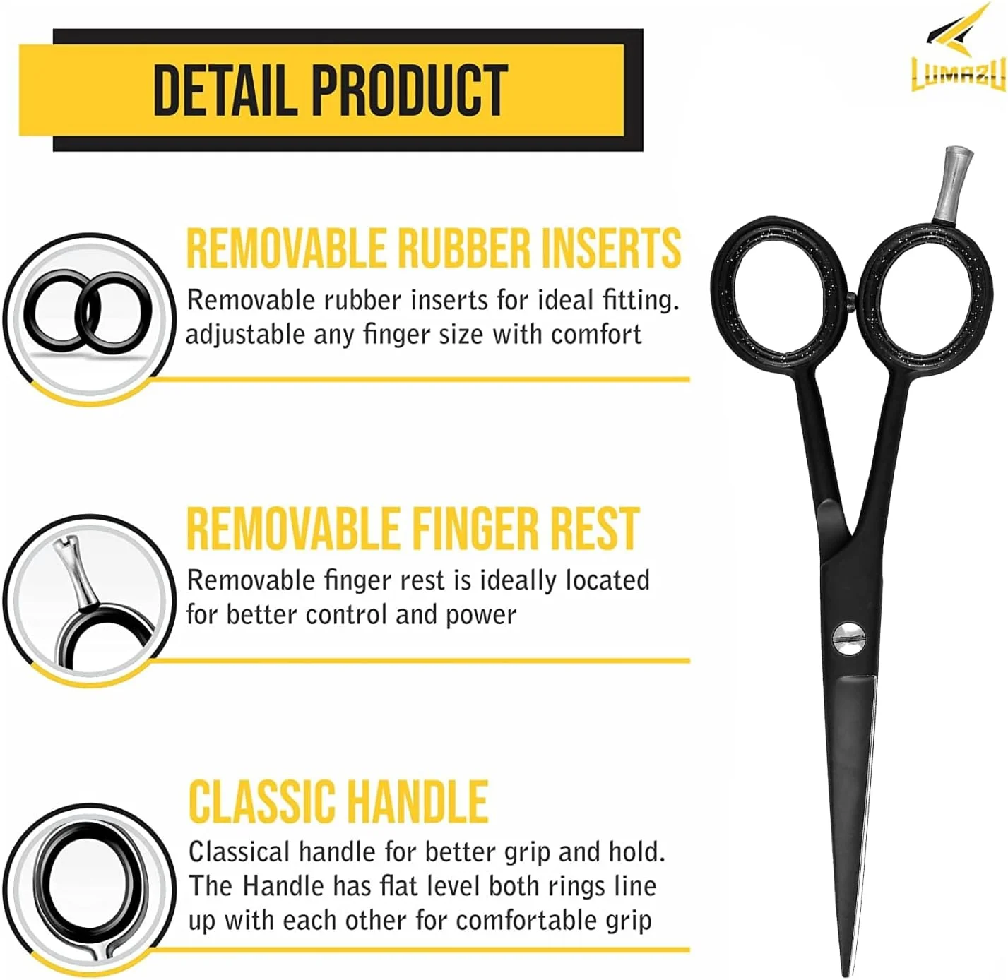 قیچی آرایشگری LUMAZU برای آرایشگران حرفه ای، قیچی های پیرایش مو از جنس استیل ضد زنگ، قیچی های اصلاح مو برای آرایشگاه ها (مشکی (6 اینچ)) قیچی آرایشگری LUMAZU برای آرایشگران حرفه ای، قیچی های پیرایش مو از جنس استیل ضد زنگ، قیچی های اصلاح مو برای آرایشگاه ها (مشکی (6 اینچ))