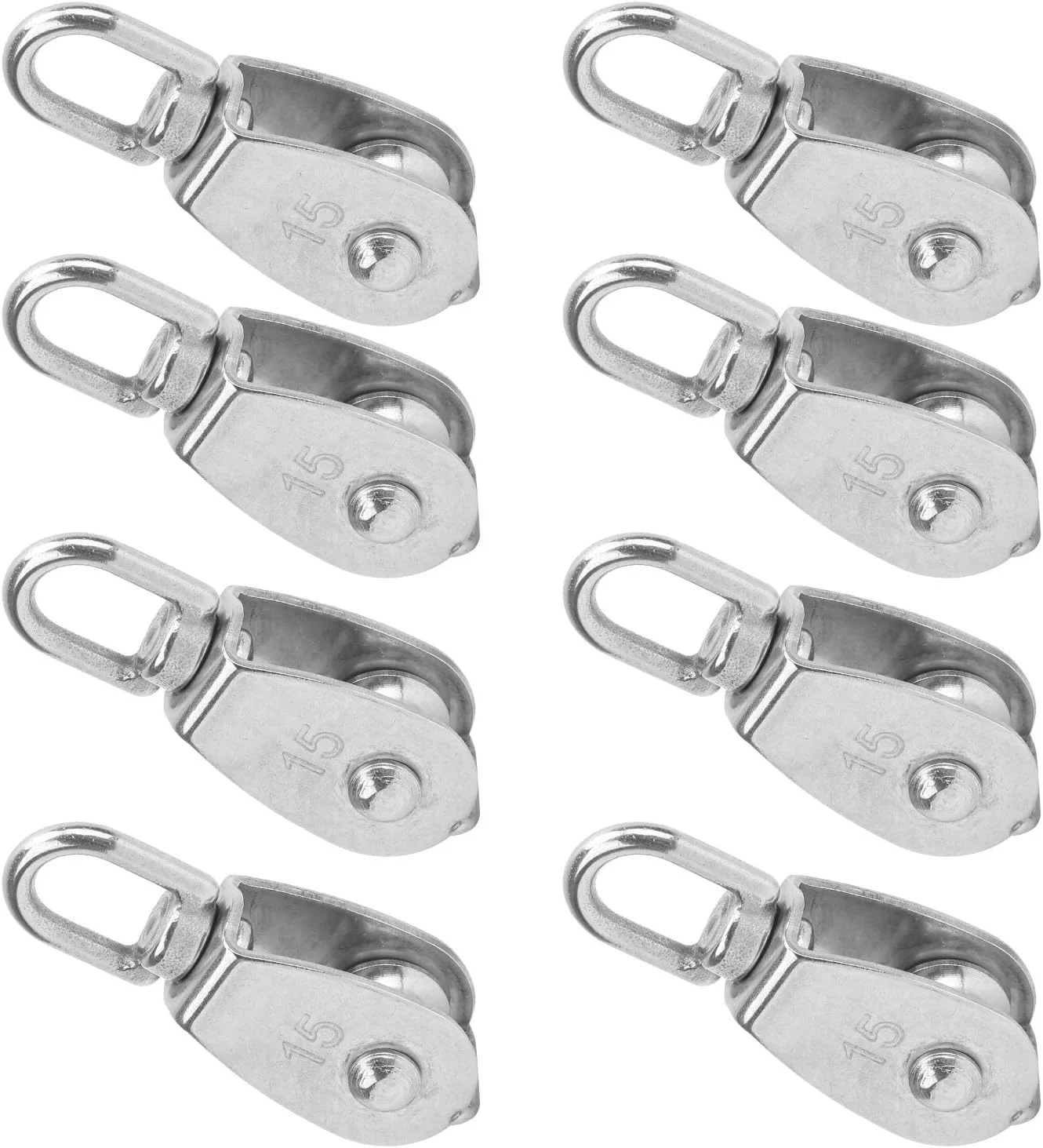 بسته 10 عددی قرقره تکی M15، قرقره استیل ضد زنگ 304، قرقره سیم بکسل جرثقیل با قابلیت بارگیری 35 کیلوگرم