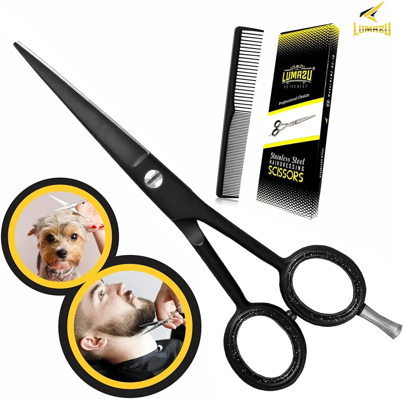 قیچی آرایشگری LUMAZU برای آرایشگران حرفه ای، قیچی های پیرایش مو از جنس استیل ضد زنگ، قیچی های اصلاح مو برای آرایشگاه ها (مشکی (6 اینچ)) قیچی آرایشگری LUMAZU برای آرایشگران حرفه ای، قیچی های پیرایش مو از جنس استیل ضد زنگ، قیچی های اصلاح مو برای آرایشگاه ها (مشکی (6 اینچ))