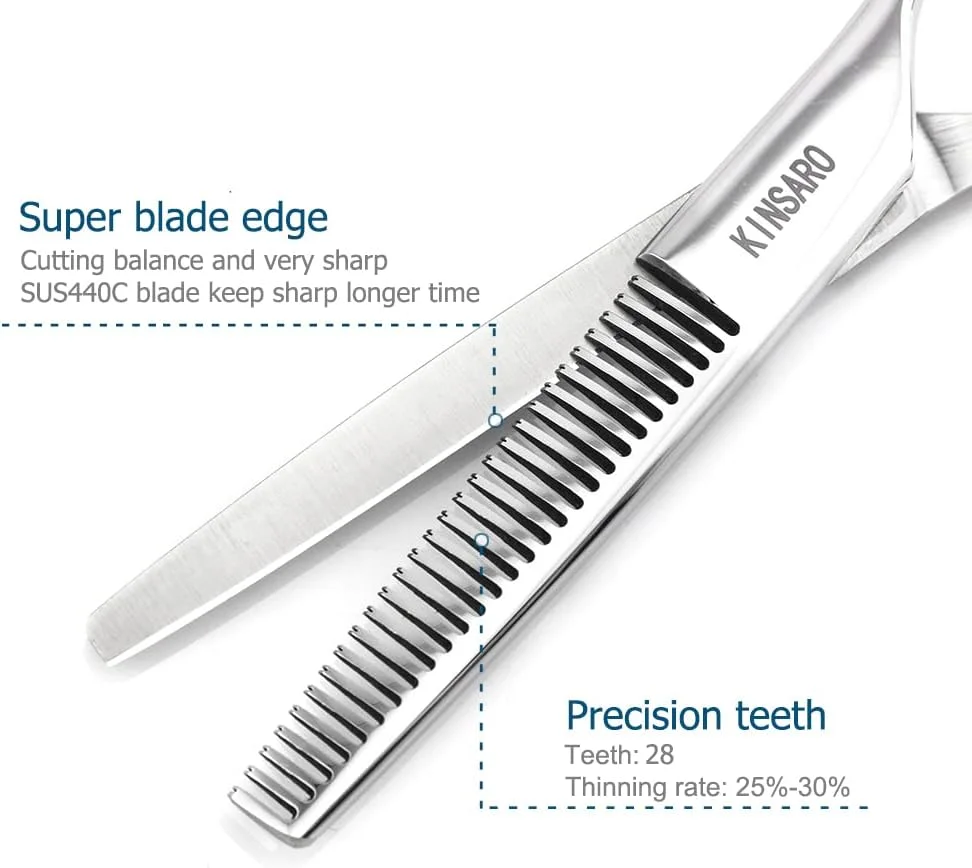قیچی آرایشگری 14 سانتی متری KINSARO، قیچی موی حرفه ای، قیچی آرایشگری، قیچی پیتاژ، فولاد ژاپن 440C، تیغه لبه محدب نقره ای، سوراخ کور قیچی آرایشگری 14 سانتی متری KINSARO، قیچی موی حرفه ای، قیچی آرایشگری، قیچی پیتاژ، فولاد ژاپن 440C، تیغه لبه محدب نقره ای، سوراخ کور