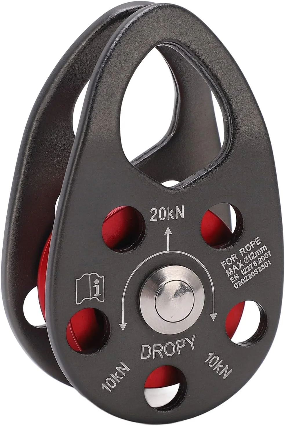 قرقره صعود ساده، قرقره صعود چشمی ثابت آلومینیومی 20KN، قرقره بلبرینگ صعود برای صخره نوردی، فرود، ورزش های زیپ لاین و غیره.