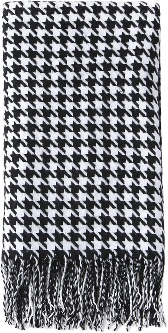 پتو UGFVGYTG، پتوی ساده طرح دار، پتوی مبل با طرح سیاه و سفید، حوله تخت خواب هتل، شال نرم تختخواب با منگوله