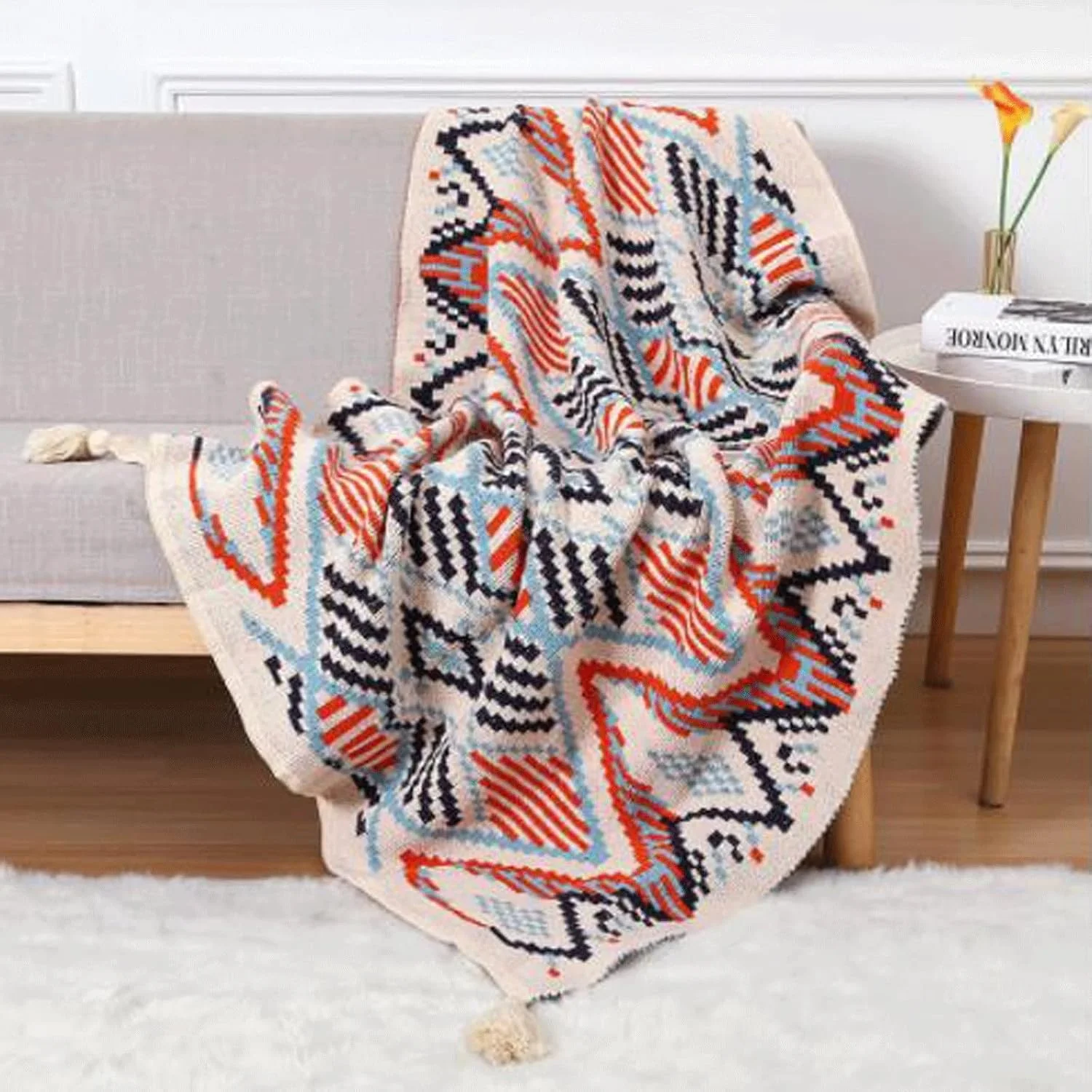 UGFVGYTG Blanket Double Side Knitting Blanket for Bedroom Cotton Breathable Sofa Thread Blanket Spring Autumn Office Blanket