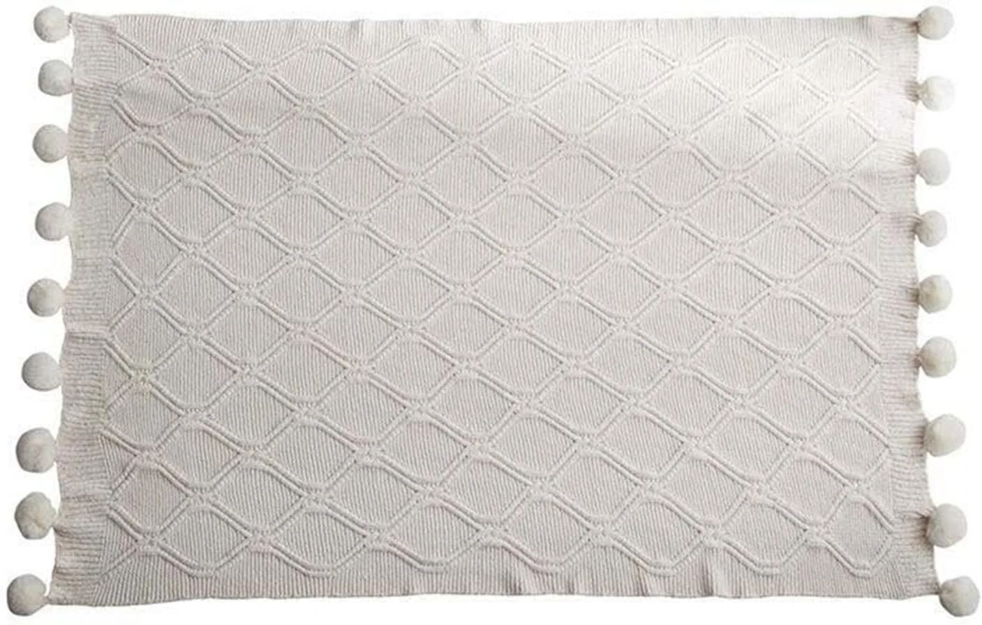 پتو بافتنی UGFVGYTG مناسب اتاق تهویه هوا، پتوی نخی با توپک، رو تختی نازک، پتوی مسافرتی مستطیلی صورتی خاکستری سفید (سفید)