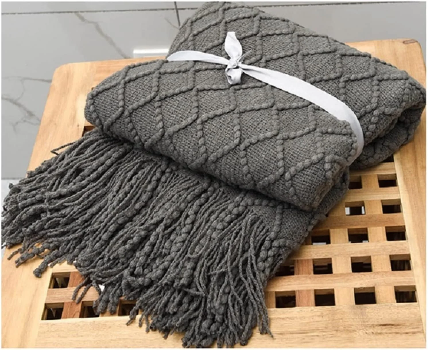 پتو UGFVGYTG، بافتنی، مناسب تخت، مبل، مسافرت، تلویزیون، پتوهای نرم حوله ای، طرح چهارخانه، آویز دیواری (Hortel)