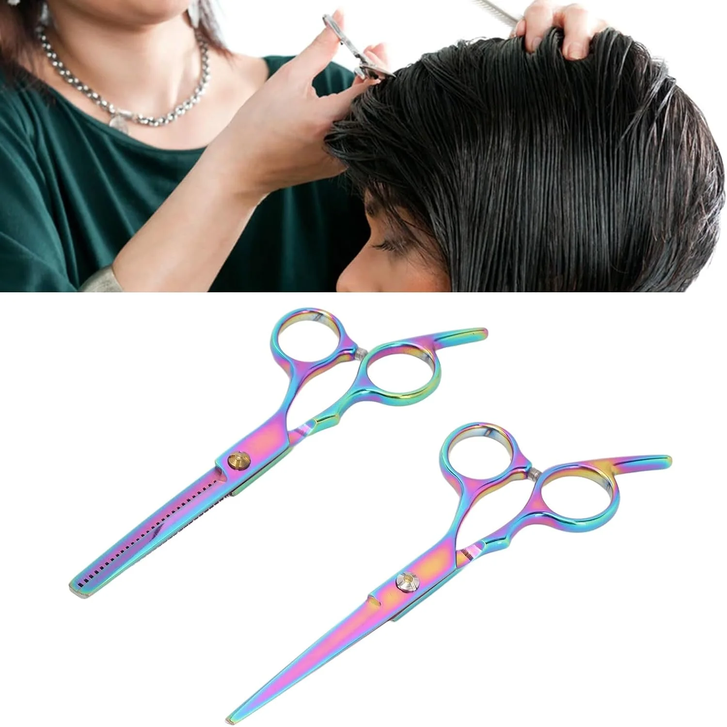 قیچی های کم پشت کننده مو، قیچی آرایشگری 2 عددی با دسته افست مناسب برای سالن قیچی های کم پشت کننده مو، قیچی آرایشگری 2 عددی با دسته افست مناسب برای سالن