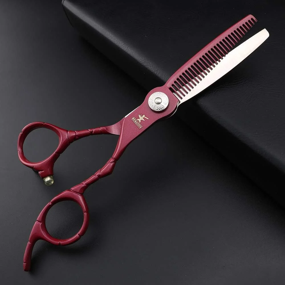 مجموعه قیچی آرایشگری جیکوج، شامل قیچی برش و قیچی پیتاژ، مناسب برای آرایشگاه ها و ابزار حالت دهی مو (رنگ: قرمز) مجموعه قیچی آرایشگری جیکوج، شامل قیچی برش و قیچی پیتاژ، مناسب برای آرایشگاه ها و ابزار حالت دهی مو (رنگ: قرمز)