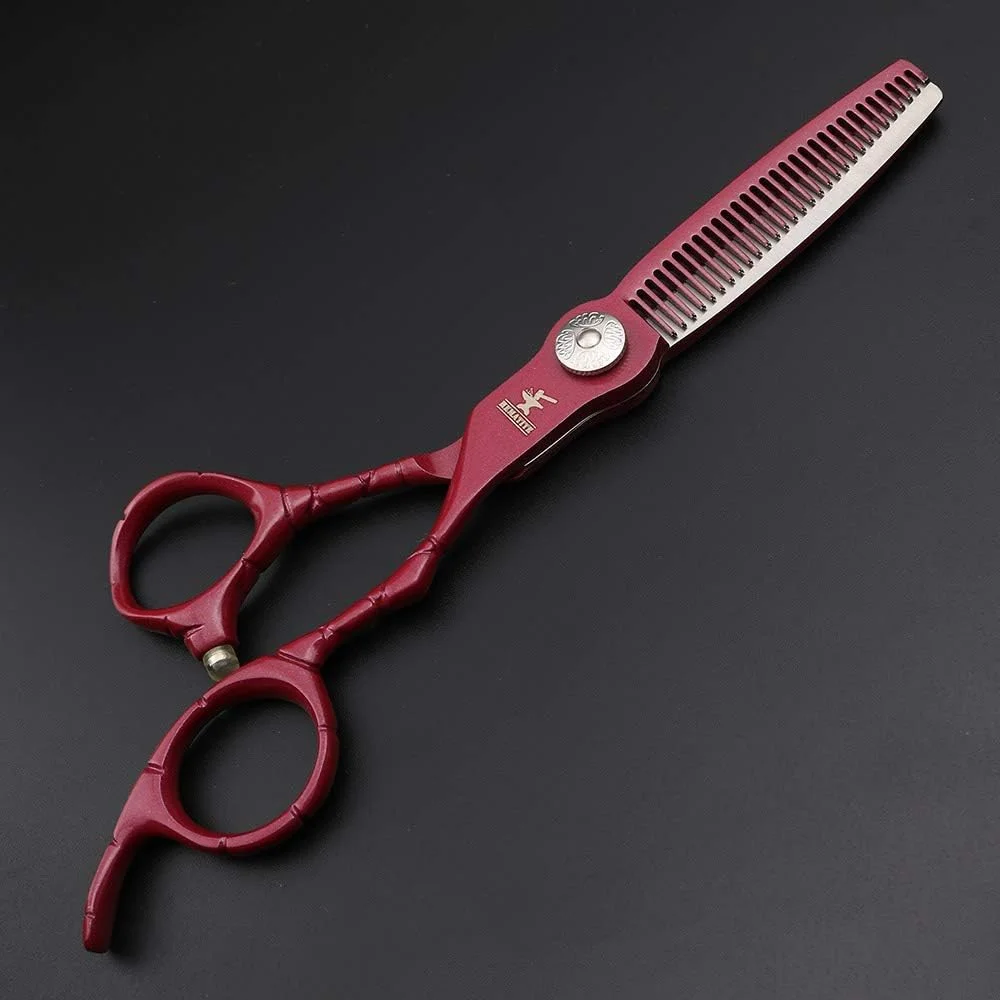 مجموعه قیچی آرایشگری جیکوج، شامل قیچی برش و قیچی پیتاژ، مناسب برای آرایشگاه ها و ابزار حالت دهی مو (رنگ: قرمز) مجموعه قیچی آرایشگری جیکوج، شامل قیچی برش و قیچی پیتاژ، مناسب برای آرایشگاه ها و ابزار حالت دهی مو (رنگ: قرمز)