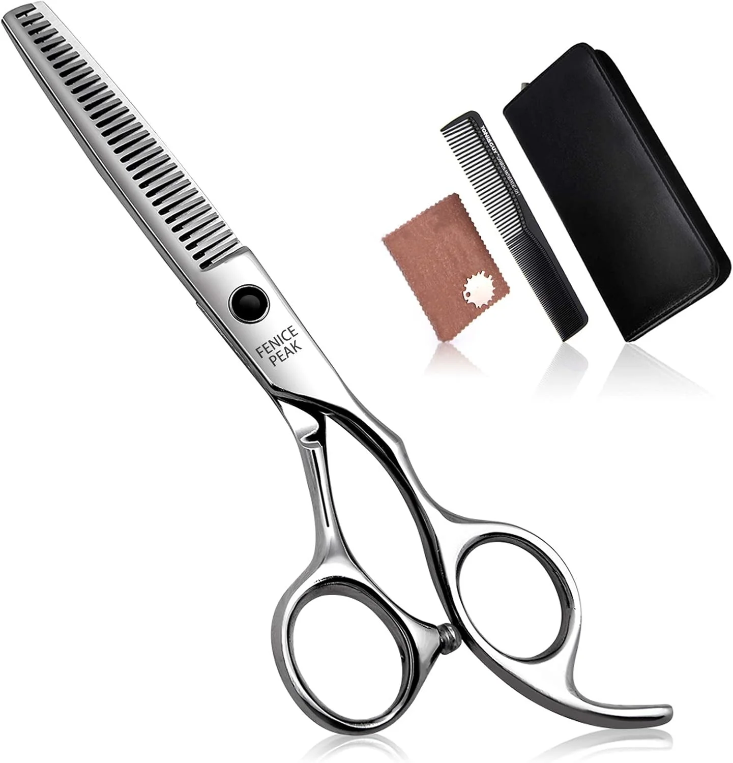 قیچی آرایشگری پیِک فنیس، قیچی دندانه دار با فولاد ضد زنگ ژاپنی، نرخ کم کردن حجم مو 25-30% (6 اینچ)