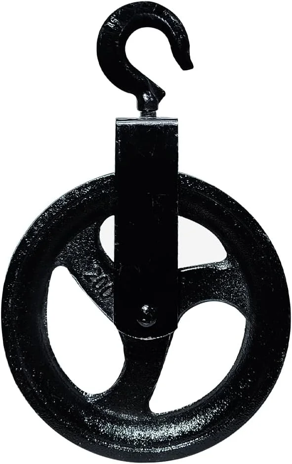 چرخ قرقره فلزی شیاردار سنگین RACO برای بلند کردن، مهار کردن، کابل، سیم بکسل و طناب نایلونی، قرقره صنعتی بادوام برای کاربردهای DIY و مکانیکی (8 اینچ)