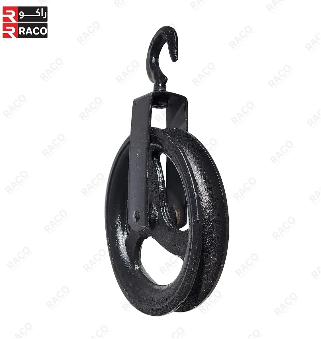 چرخ قرقره فلزی شیاردار سنگین RACO برای بلند کردن، مهار کردن، کابل، سیم بکسل و طناب نایلونی، قرقره صنعتی بادوام برای کاربردهای DIY و مکانیکی (8 اینچ)