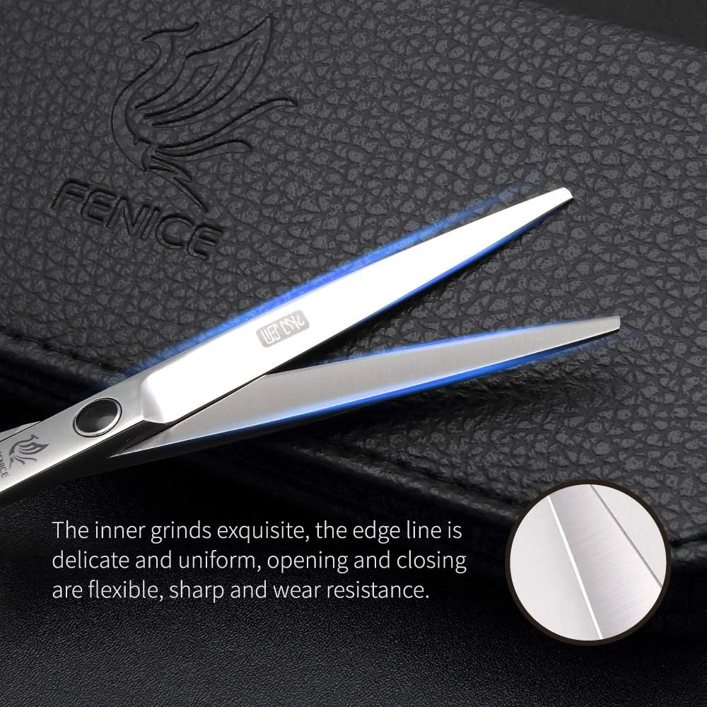 قیچی آرایشگری پیِک فنیس، قیچی دندانه دار با فولاد ضد زنگ ژاپنی، نرخ کم کردن حجم مو 25-30% (6 اینچ)