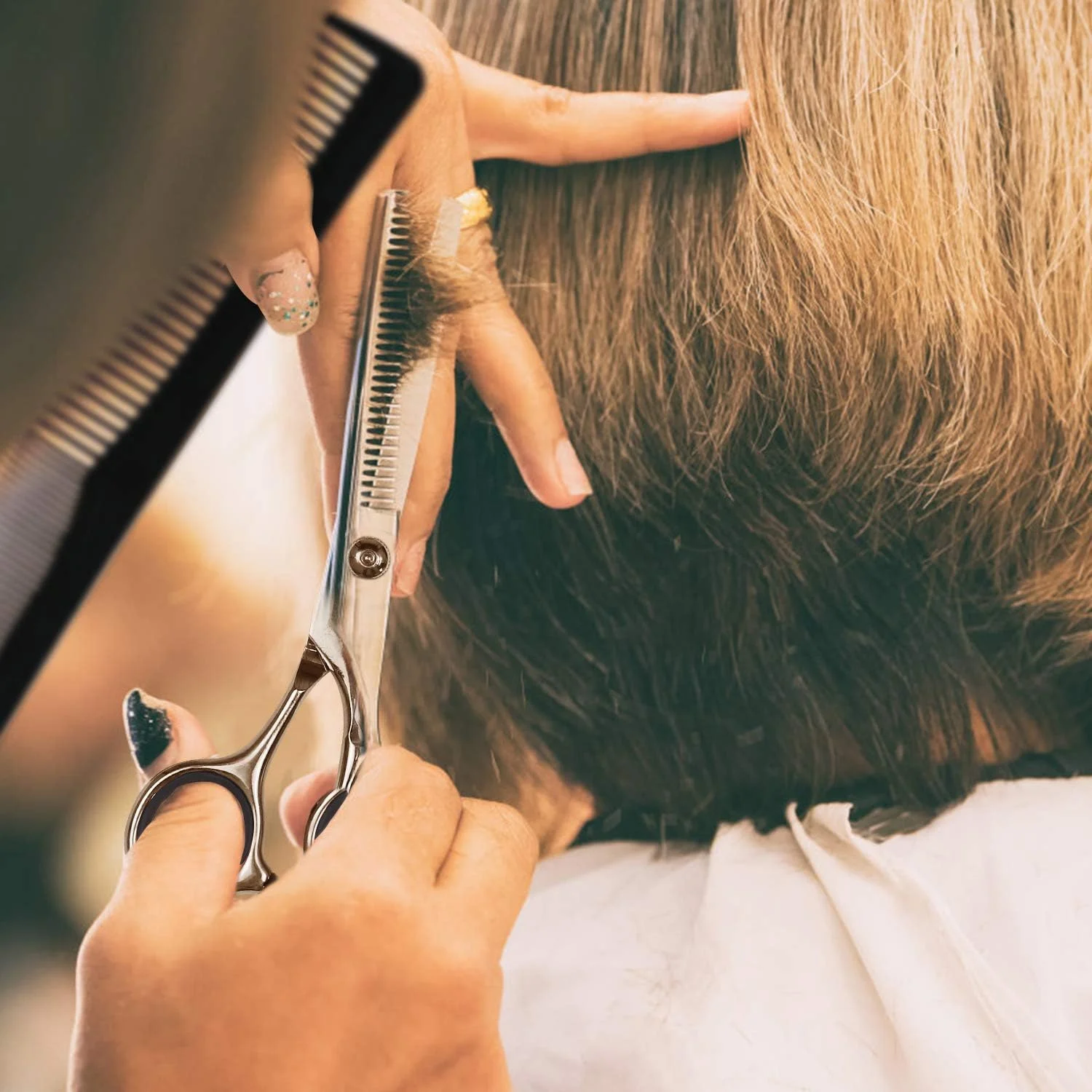 قیچی پیتاژ حرفه ای مو Fcysy، 6 اینچ، قیچی بافت دهنده آرایشگری، استیل ضد زنگ نقره ای، دو طرفه، 1 عدد