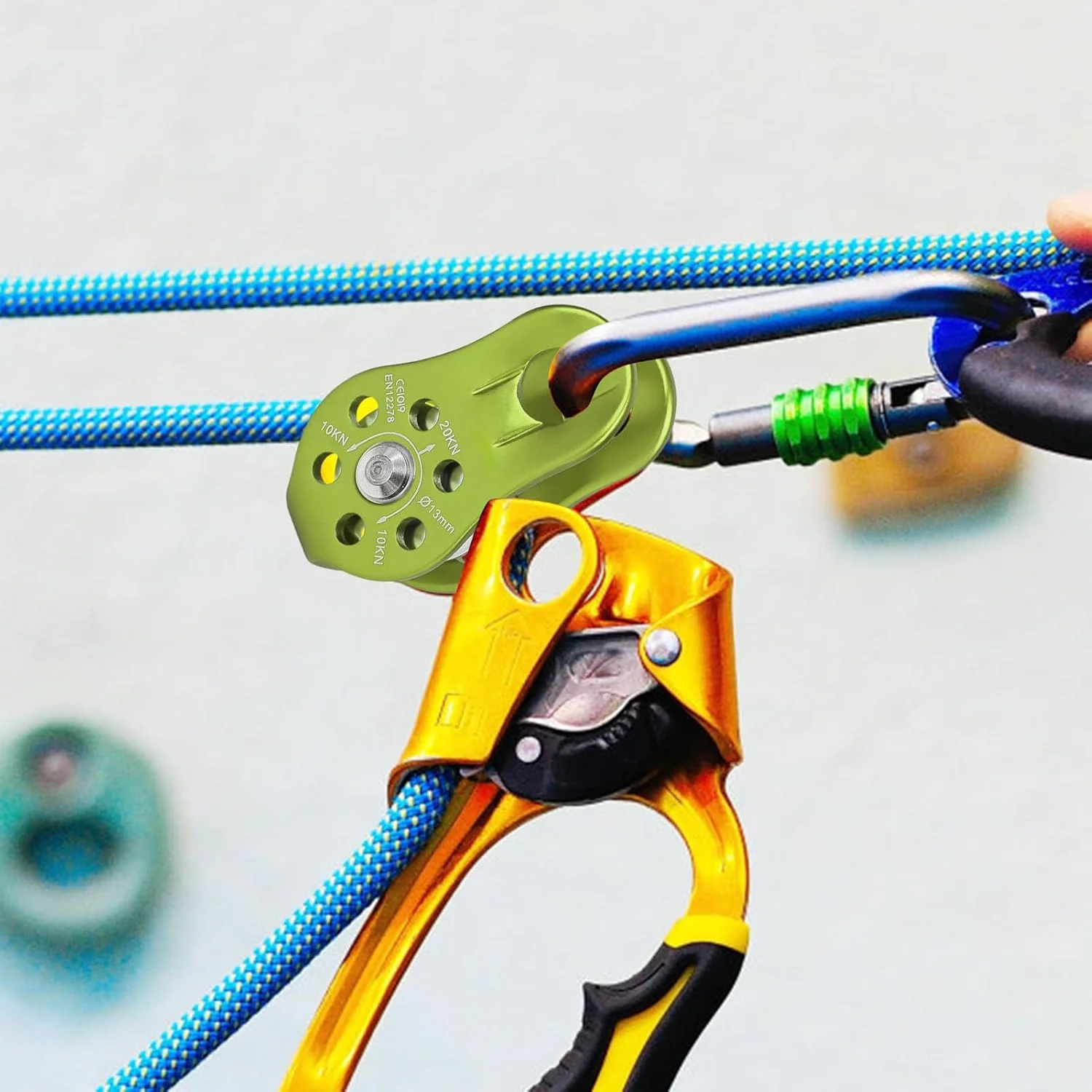 قرقره صخره نوردی - قرقره های طناب آلومینیومی کوچک - قرقره تجهیزات نجات و ایمنی، قرقره چشم ثابت تک قرقره 20KN برای بقای در فضای باز، حمل و نقل در ارتفاع بالا