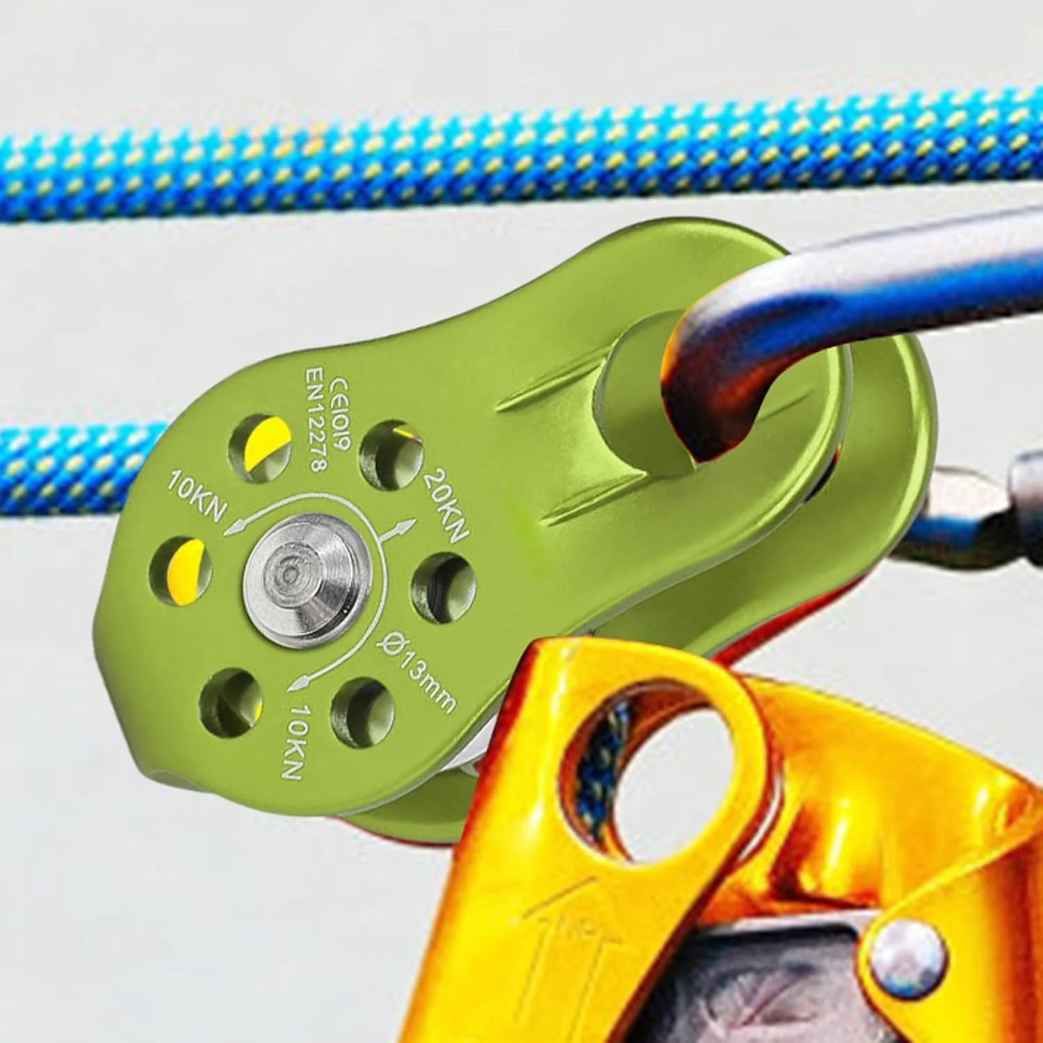 قرقره صخره نوردی - قرقره های طناب آلومینیومی کوچک - قرقره تجهیزات نجات و ایمنی، قرقره چشم ثابت تک قرقره 20KN برای بقای در فضای باز، حمل و نقل در ارتفاع بالا