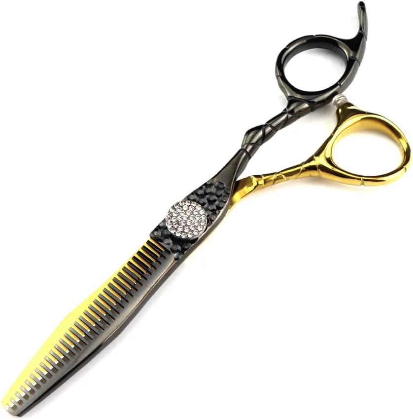 Hair Cutting Scissors, 6 Inch Professional Japan 440c Steel Scissor Gem Gold Hair Scissors Haircut Thinning Barber Cutting Shears Hairdresser Scissors,Thinning Scissor