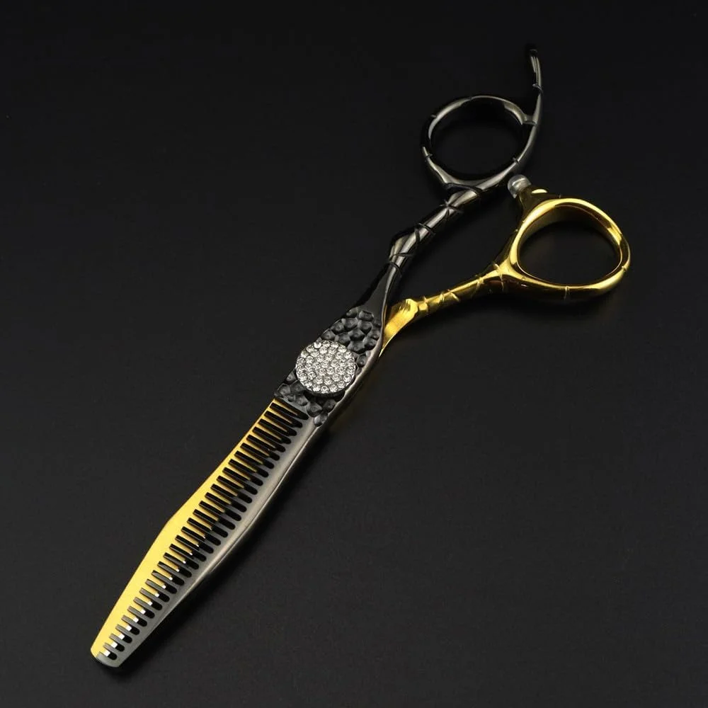 Hair Cutting Scissors, 6 Inch Professional Japan 440c Steel Scissor Gem Gold Hair Scissors Haircut Thinning Barber Cutting Shears Hairdresser Scissors,Thinning Scissor