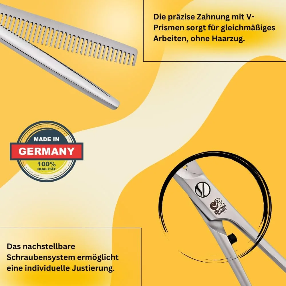 قیچی مدلینگ چیرو سرنا Concour، 6.0 اینچ (15 سانتی متر) - قیچی پیتاژ با کیفیت بالا برای پیتاژ دقیق - قیچی آرایشگری ارگونومیک - ساخت سولینگن