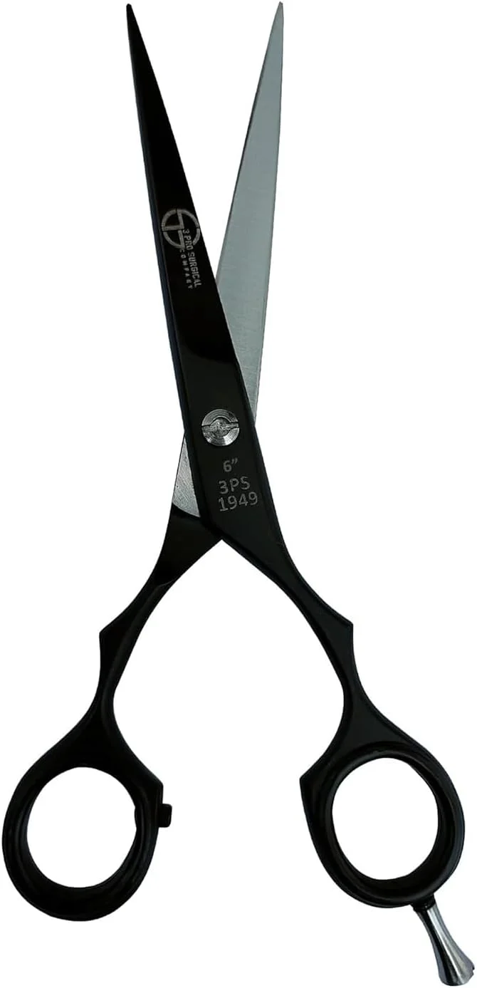 قیچی 6 اینچی مشکی مدرن جراحی 3Pro برای کوتاهی، حالت دهی، مرتب کردن و پیرایش مو