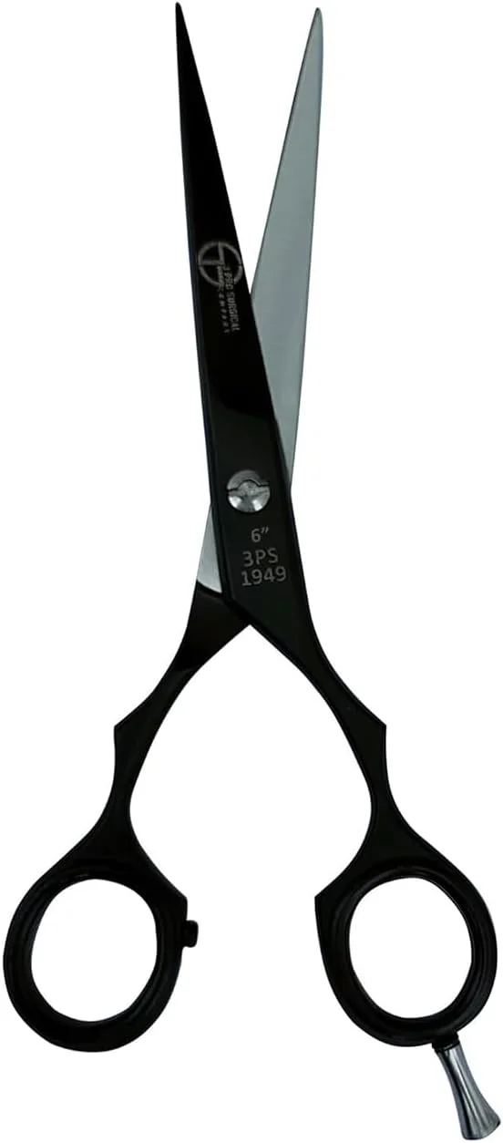 قیچی 6 اینچی مشکی مدرن جراحی 3Pro برای کوتاهی، حالت دهی، مرتب کردن و پیرایش مو