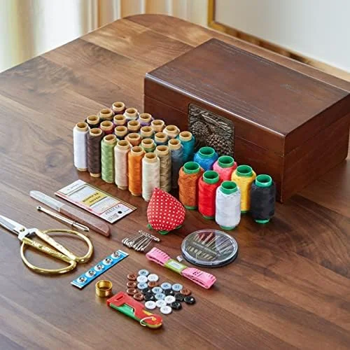 جعبه خیاطی، سبد خیاطی چوبی بزرگ، سبد خیاطی تاشو کلاسیک، جعبه ابزار خیاطی با دسته حمل آسان و محفظه جعبه خیاطی، سبد خیاطی چوبی بزرگ، سبد خیاطی تاشو کلاسیک، جعبه ابزار خیاطی با دسته حمل آسان و محفظه