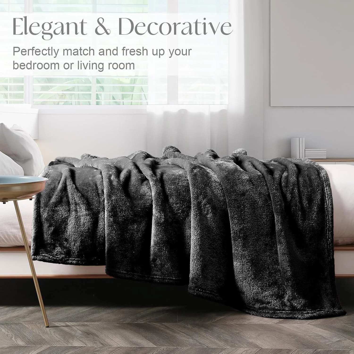 پتوی سایز کینگ مشکی Whale Flotilla مناسب تخت، پارچه پشمی نرم و گرم 300GSM، پتوی تزئینی سبک وزن، نرم و کرکی مناسب تمام فصول، 228x264 سانتی متر