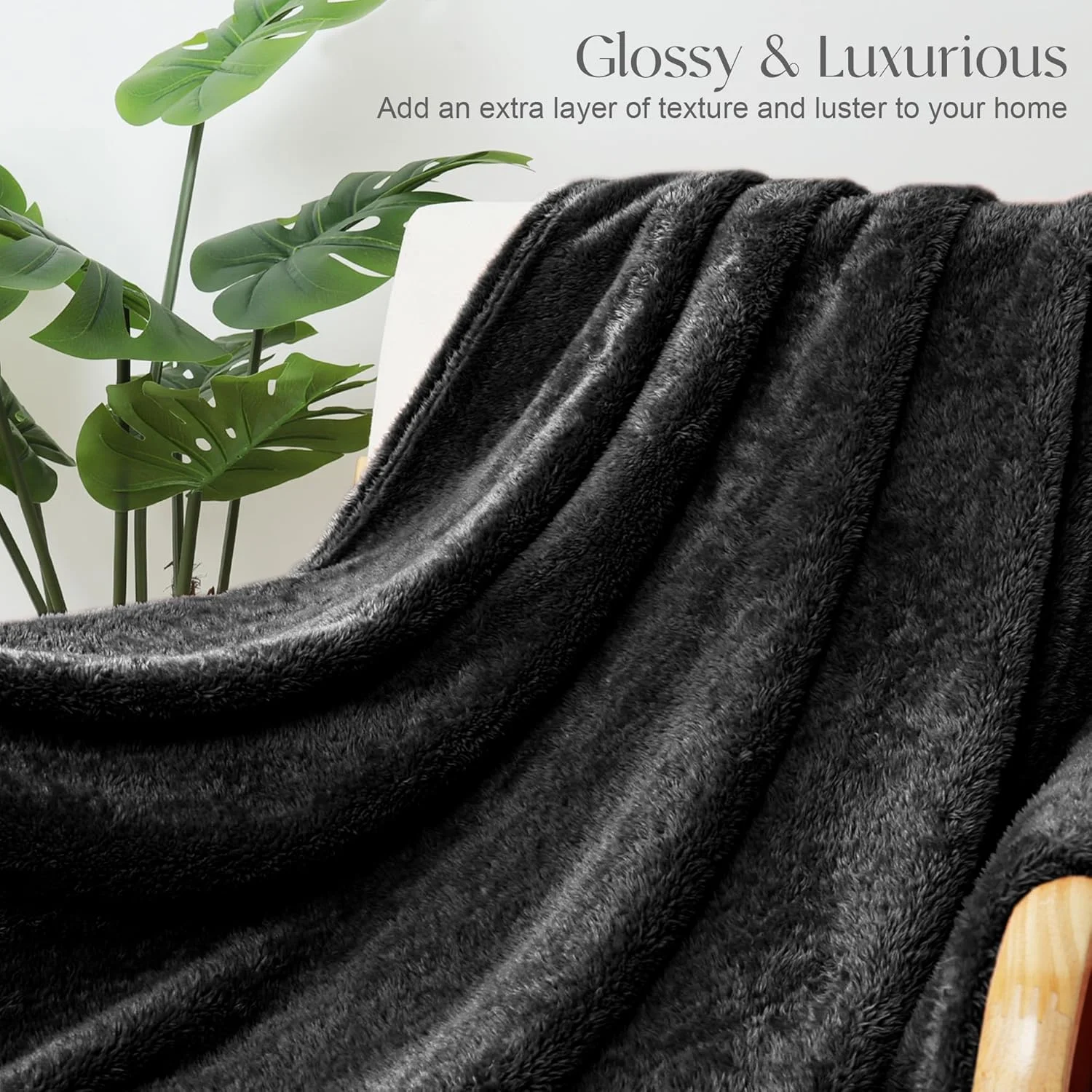 پتوی سایز کینگ مشکی Whale Flotilla مناسب تخت، پارچه پشمی نرم و گرم 300GSM، پتوی تزئینی سبک وزن، نرم و کرکی مناسب تمام فصول، 228x264 سانتی متر