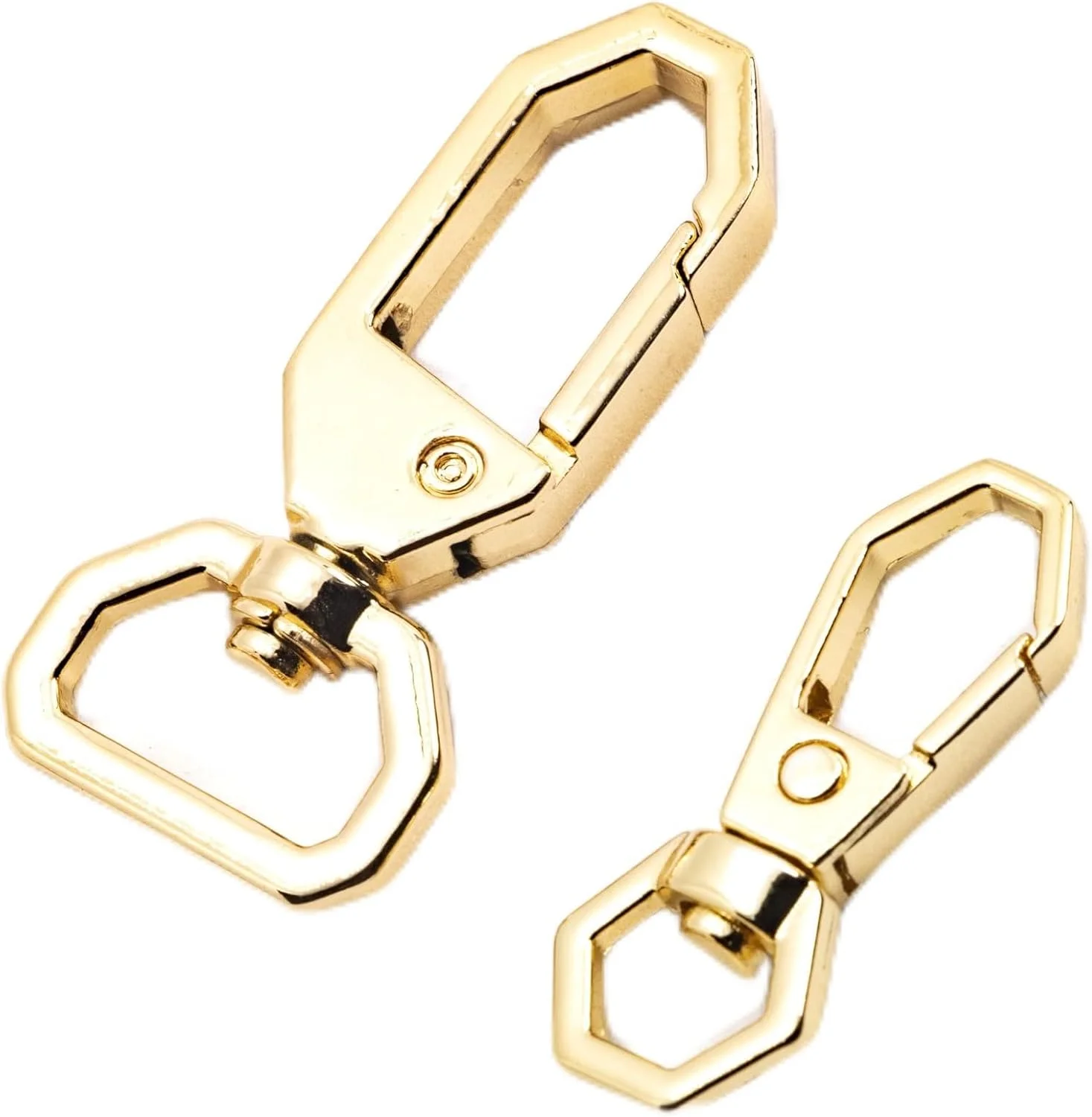 6 Pcs 1.96 inch Gold Thickened Wide Edge Keychain Hooks - Durable Zinc Alloy Metal Buckles for Backpacks, Bags, Shoulder Straps, and Dog Accessories
